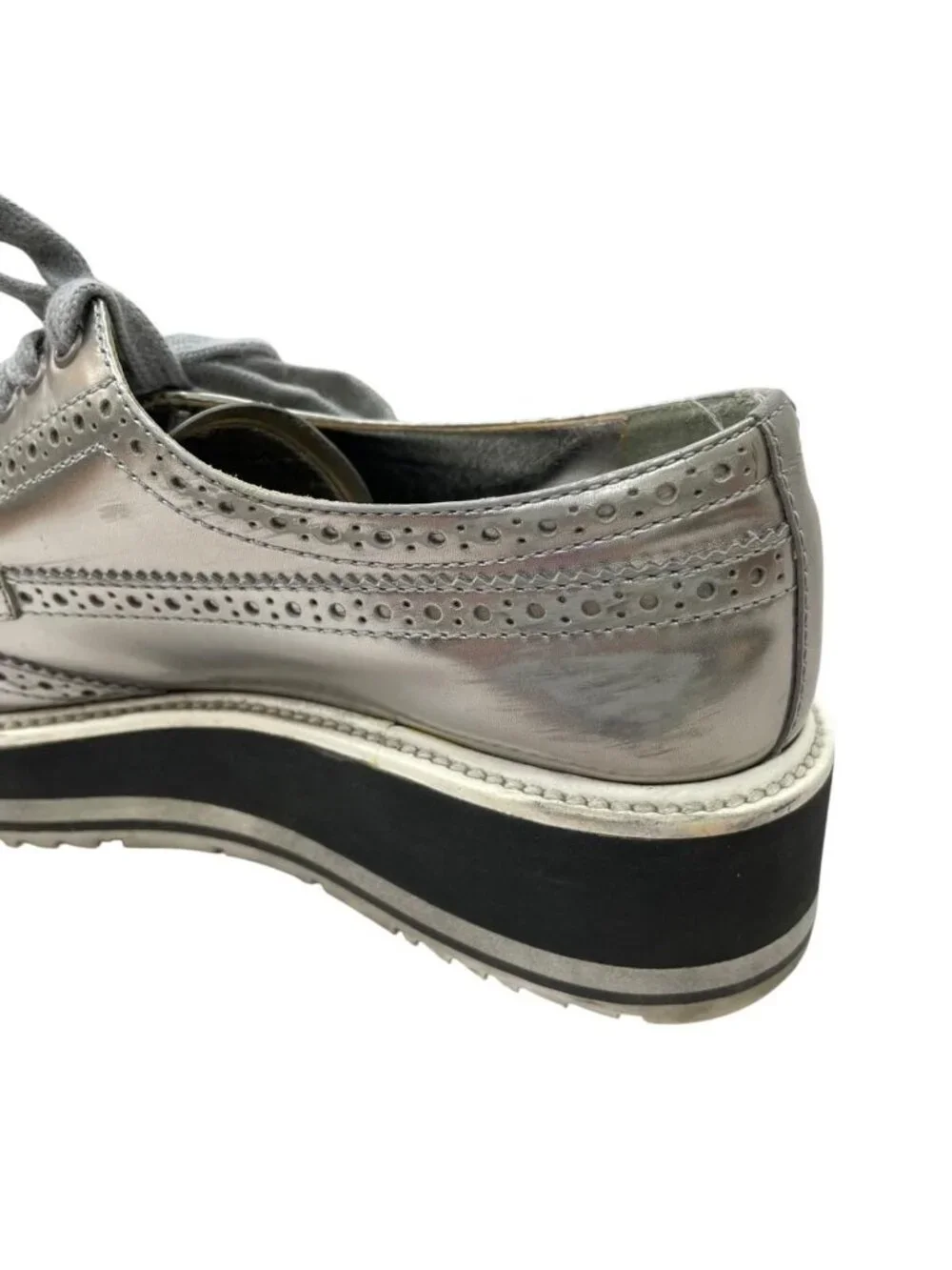 Prada Wingtip Sneakers Silver Metallic Shoes